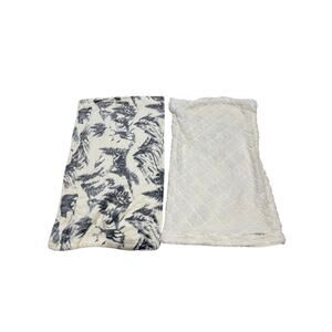 King fleece backed zipper closure pillow shams cream grey winter scene nwot